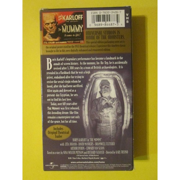 The Mummy Boris Karloff Zita Johann Horror Haloween VHS - Picture 2 of 2